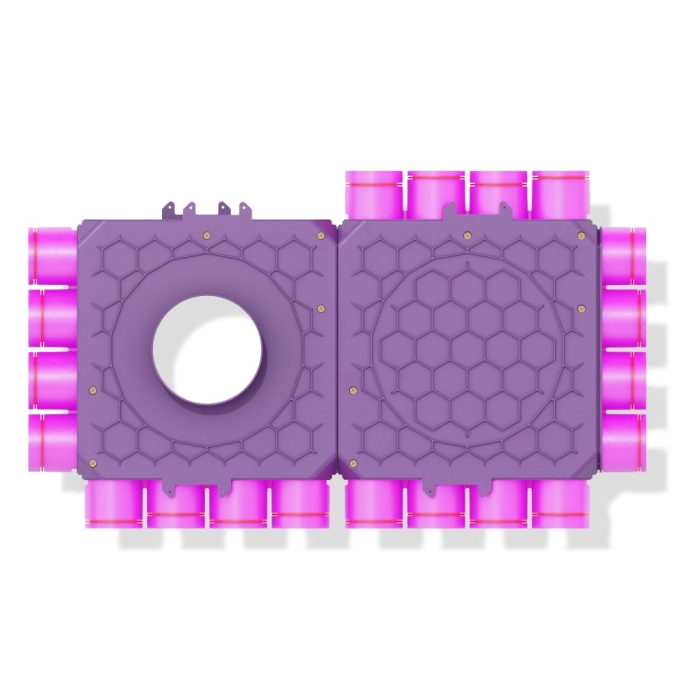 Skrzynka rozdzielcza dwumodułowa przelotowa 160mm, 20x75mm + uszczelki modułowe 2kpl + uszczelki fi 75 20szt + zapinki strong 20szt